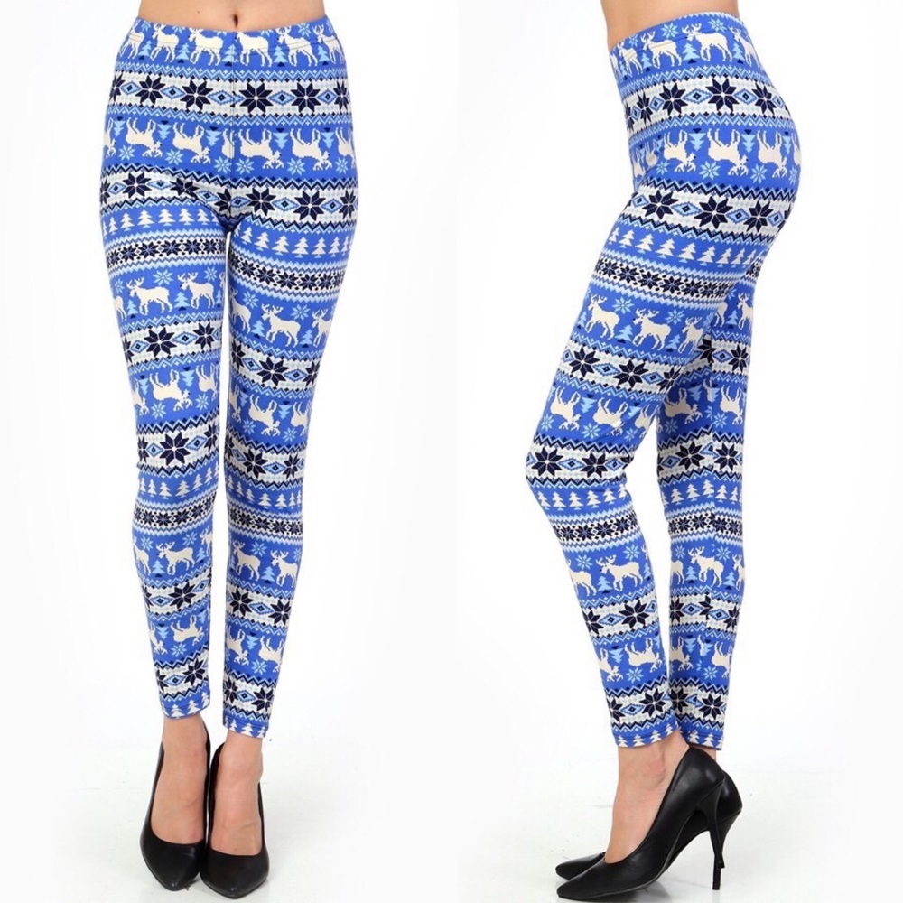 ⭐️NEW⭐️Christmas Legging Fair Isle Reindeer Print - Picture 2 of 3